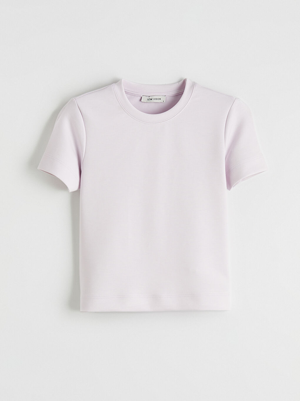 Lila Bisiklet Yaka Kadın Tişört-4