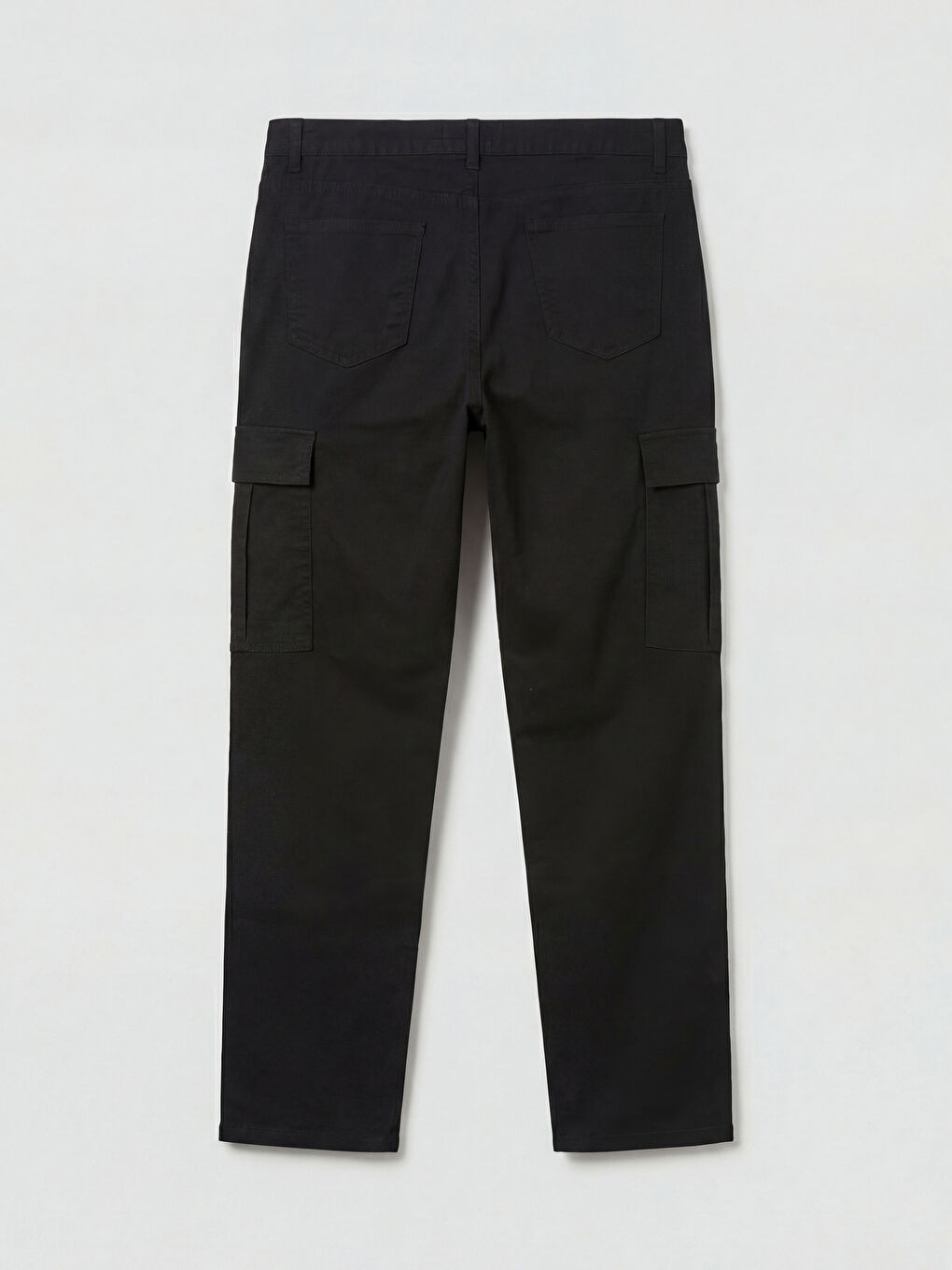 Siyah Slim Fit Erkek Gabardin Kargo Pantolon-1