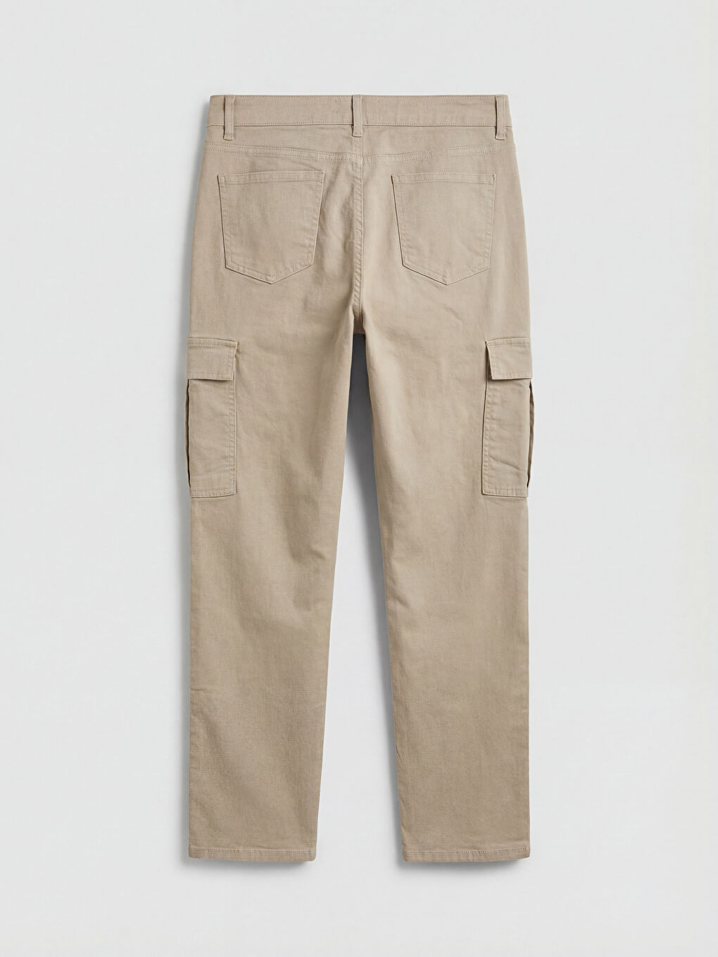 Bej Slim Fit Erkek Gabardin Kargo Pantolon-1