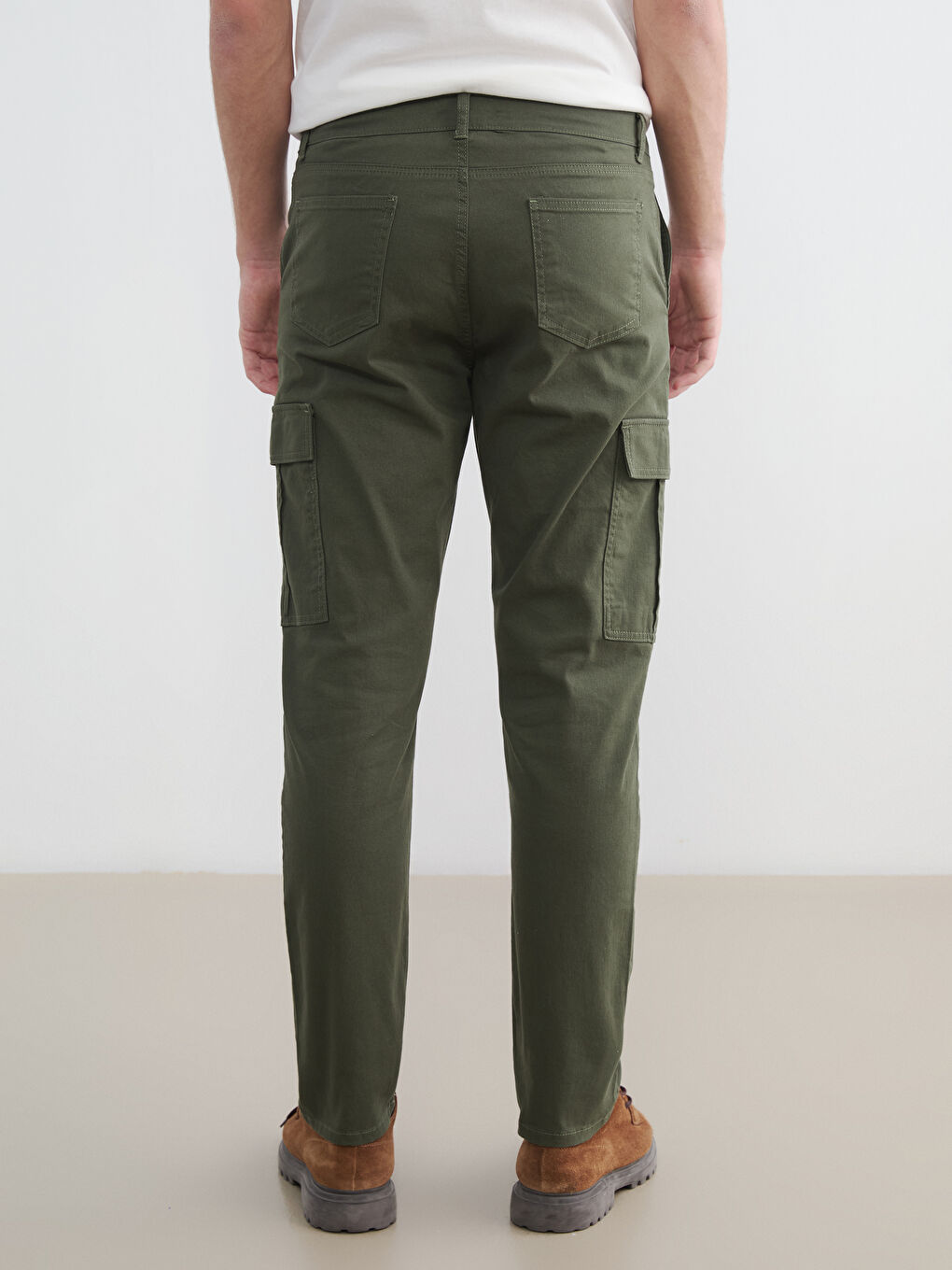 Pantalon cargo en gabardine pour homme coupe slim-3