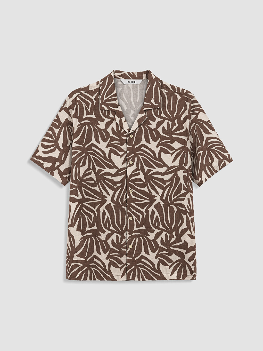 Kahverengi Regular Fit Desenli Poplin Erkek Gömlek