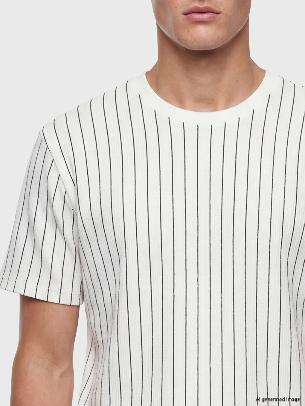 Crew Neck Striped Men's T-Shirt-2