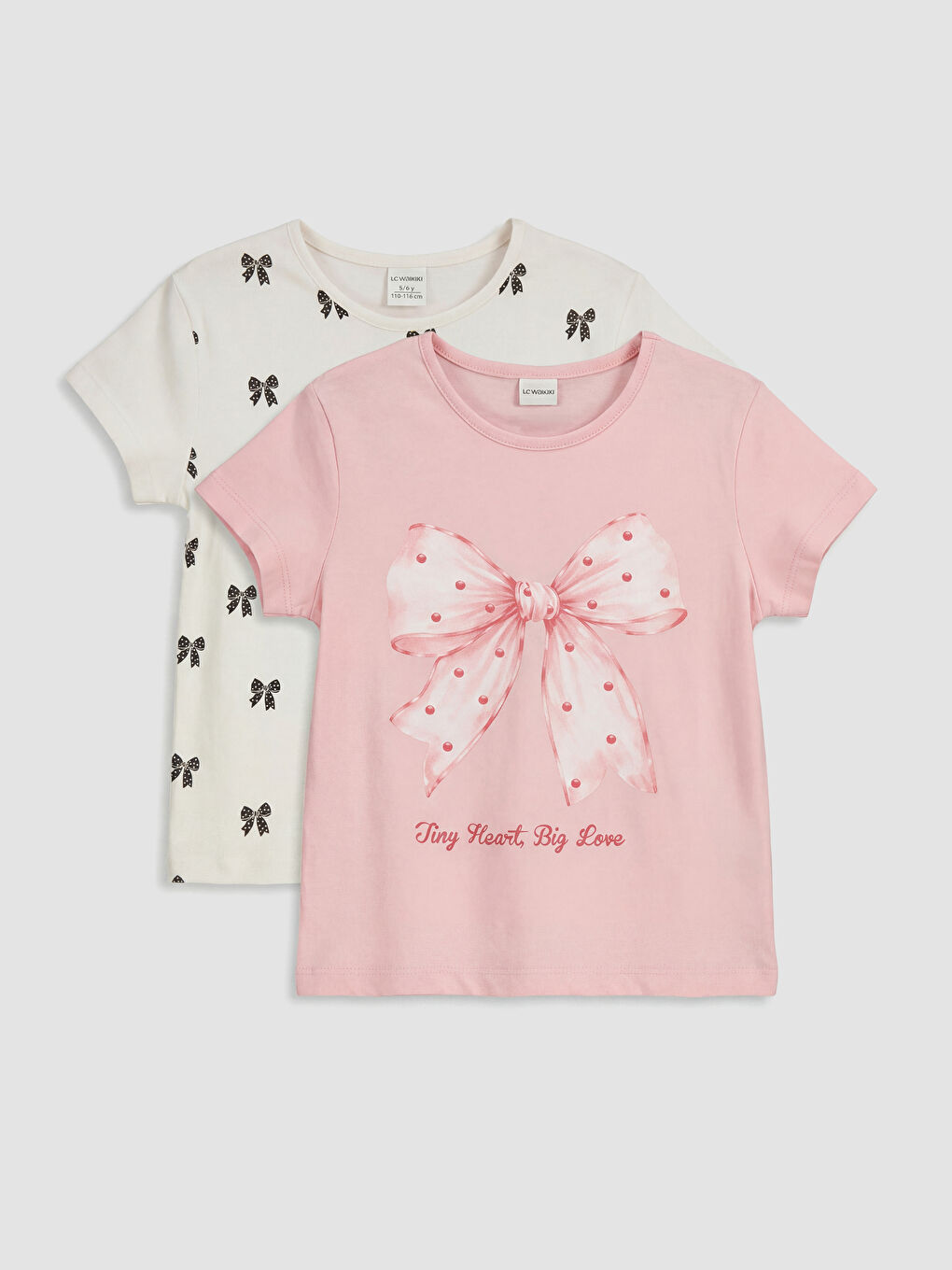 Pembe Baskılı Kız Çocuk Tişört 2'li