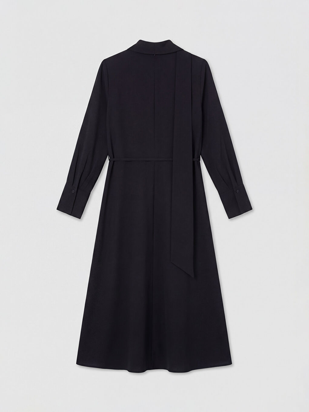 Siyah Şal Yaka A Kesim Krep Elbise-1