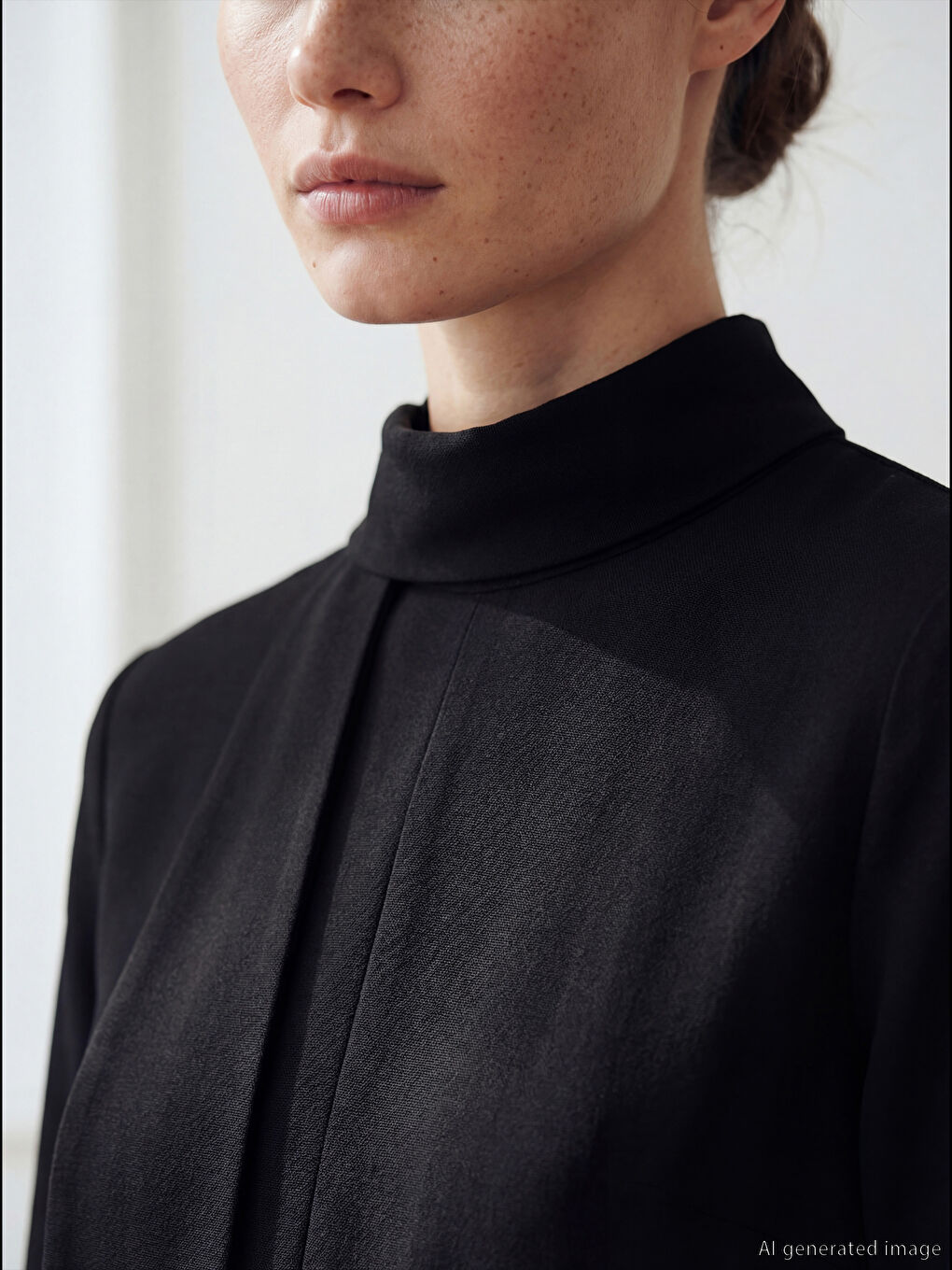 Shawl Collar A Form Crepe Dress-3
