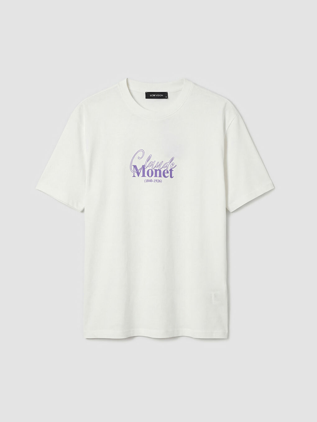 Ekru Claude Monet Baskılı Kadın Tişört