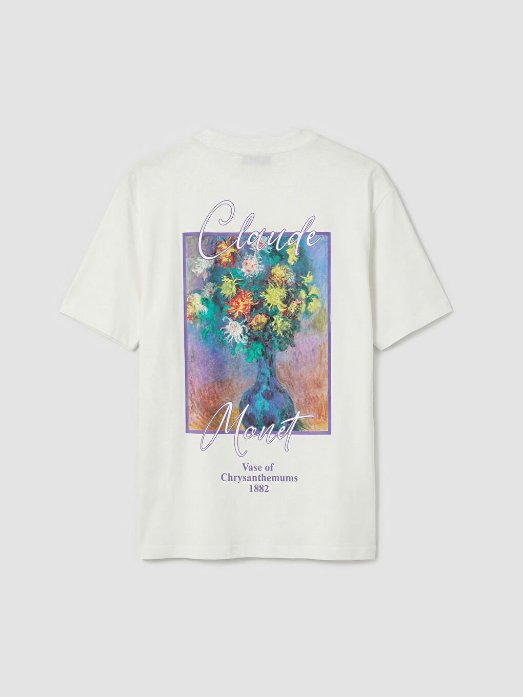 Ekru Claude Monet Baskılı Kadın Tişört-1