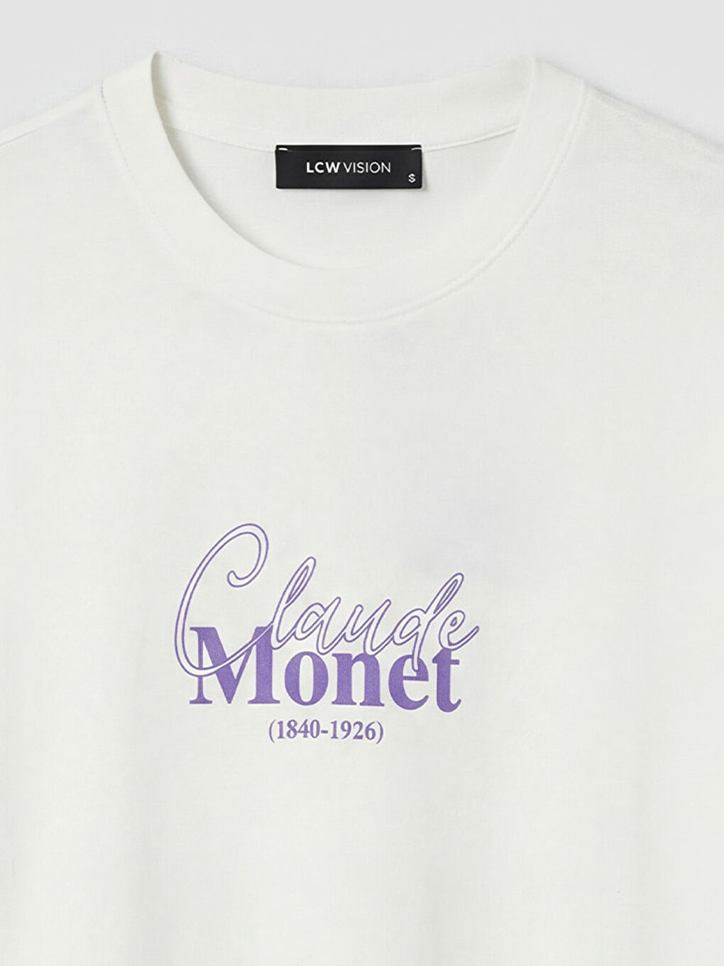 Ekru Claude Monet Baskılı Kadın Tişört-2