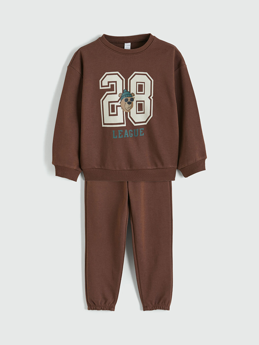Kahverengi Bisiklet Yaka Erkek Çocuk Eşofman Takımı