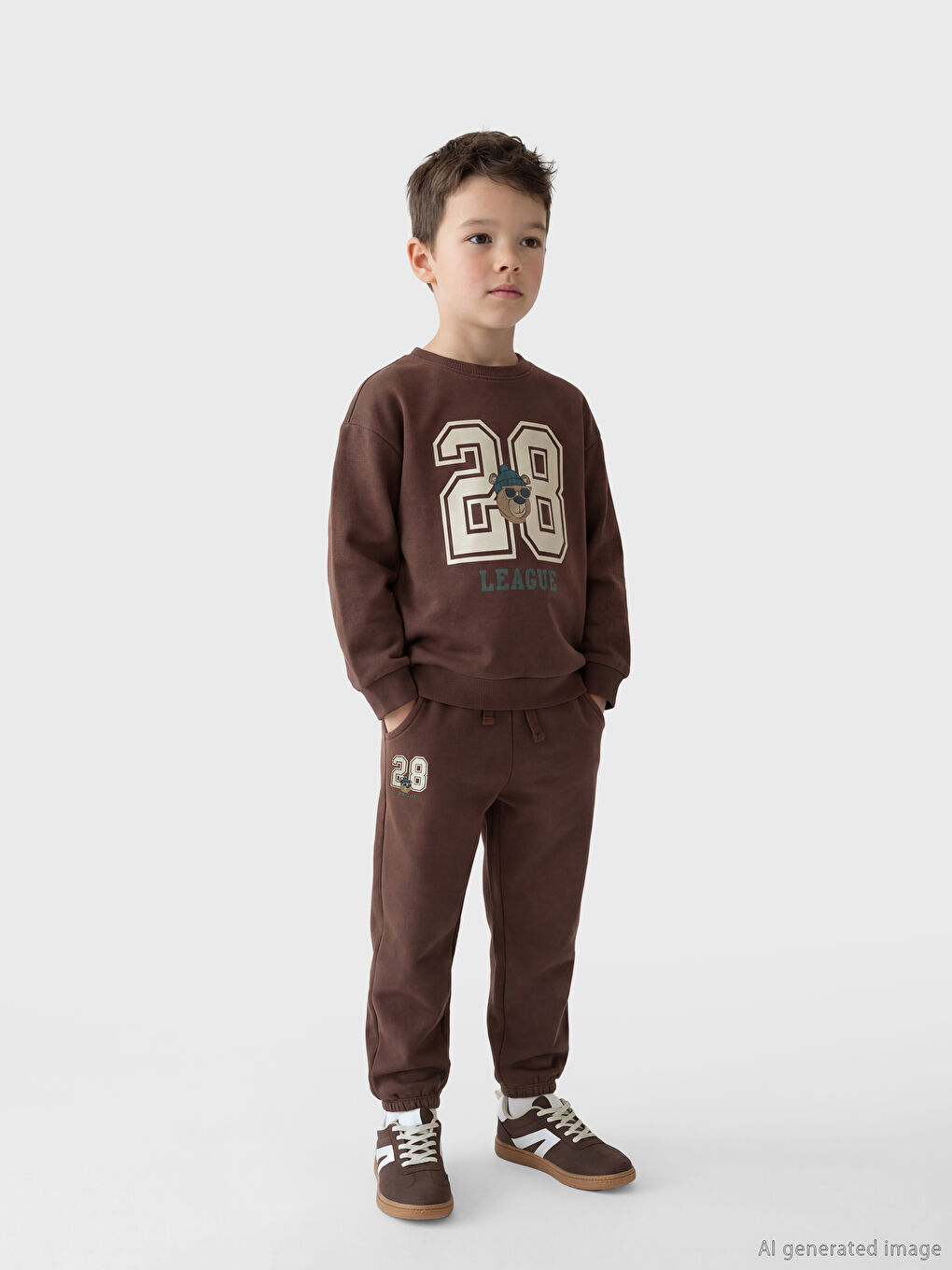 طقم بدلة رياضية بني ولد