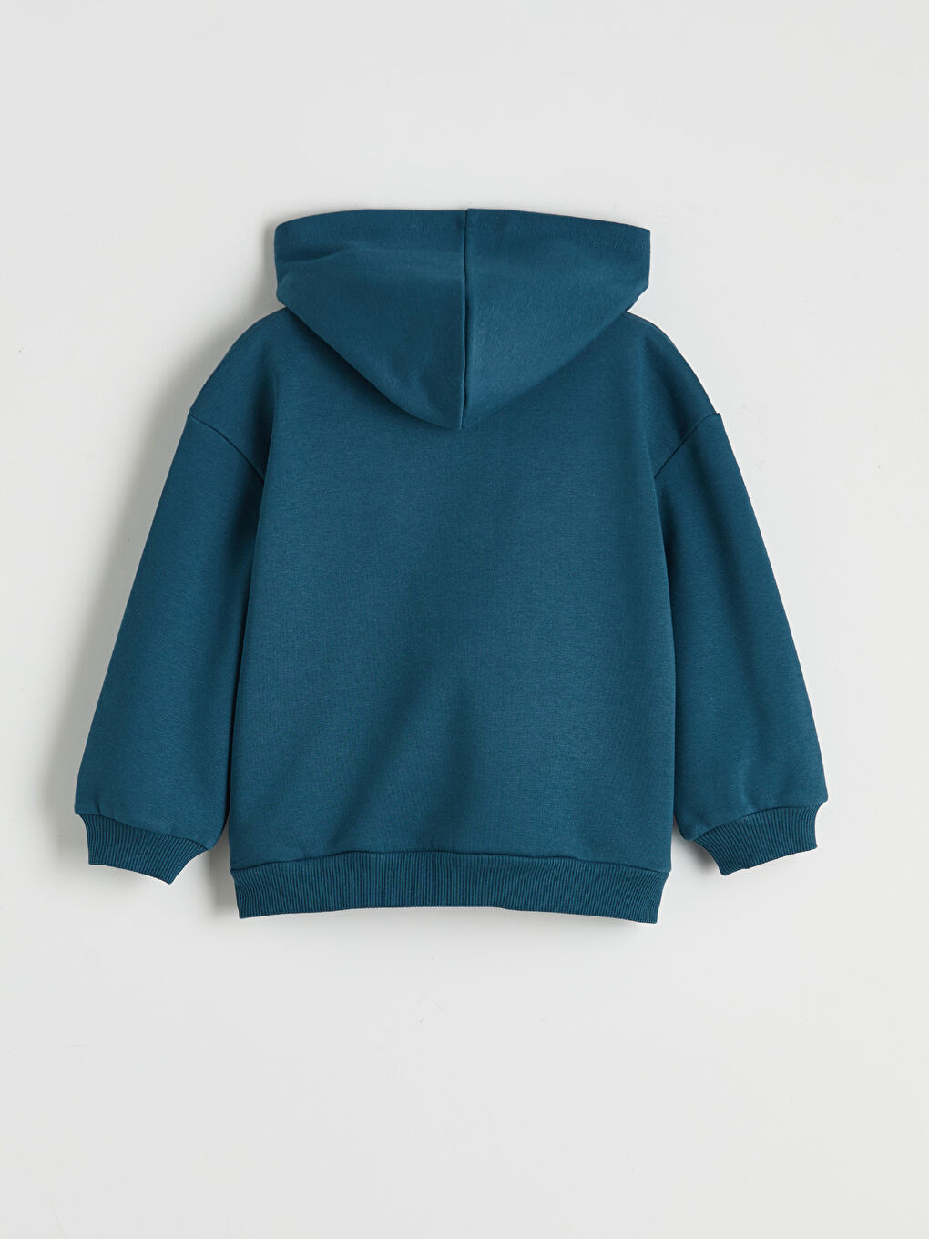 Petrol Kapüşonlu Baskılı Erkek Çocuk Kalın Sweatshirt-1