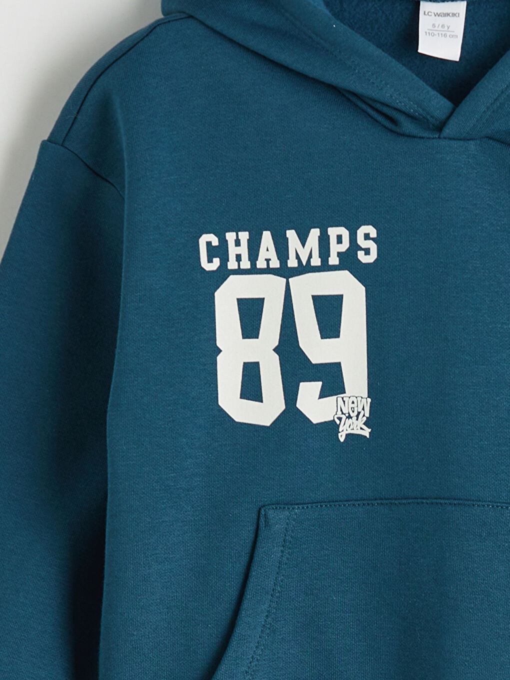 Petrol Kapüşonlu Baskılı Erkek Çocuk Kalın Sweatshirt-2