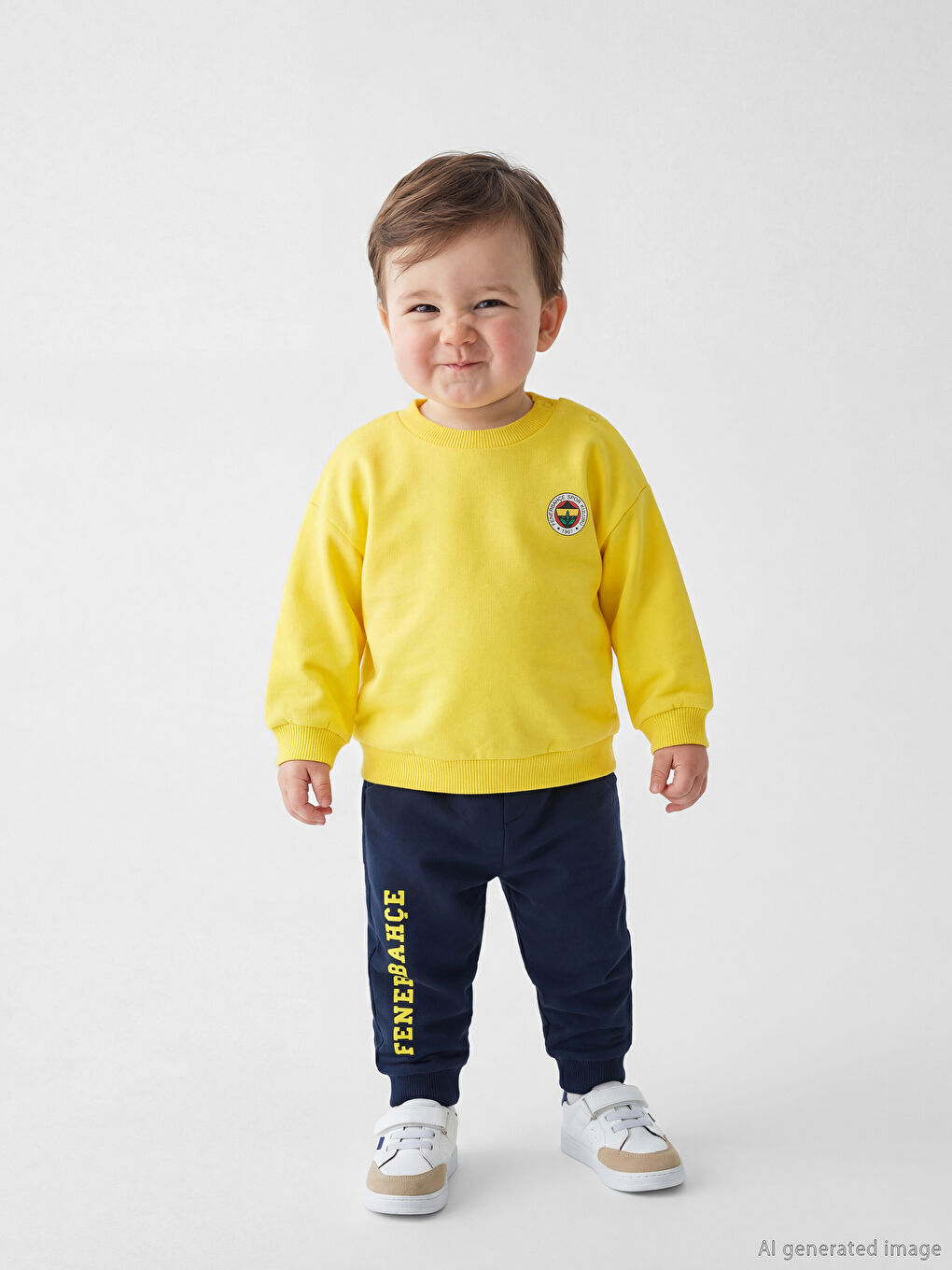 Sarı Fenerbahçe Lisanslı Erkek Bebek Eşofman Takımı-2