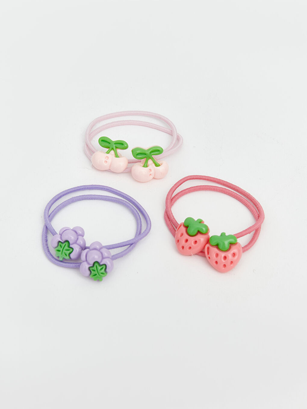 Karışık Meyve Figürlü Kız Çocuk Lastik Toka Seti 4'lü-1