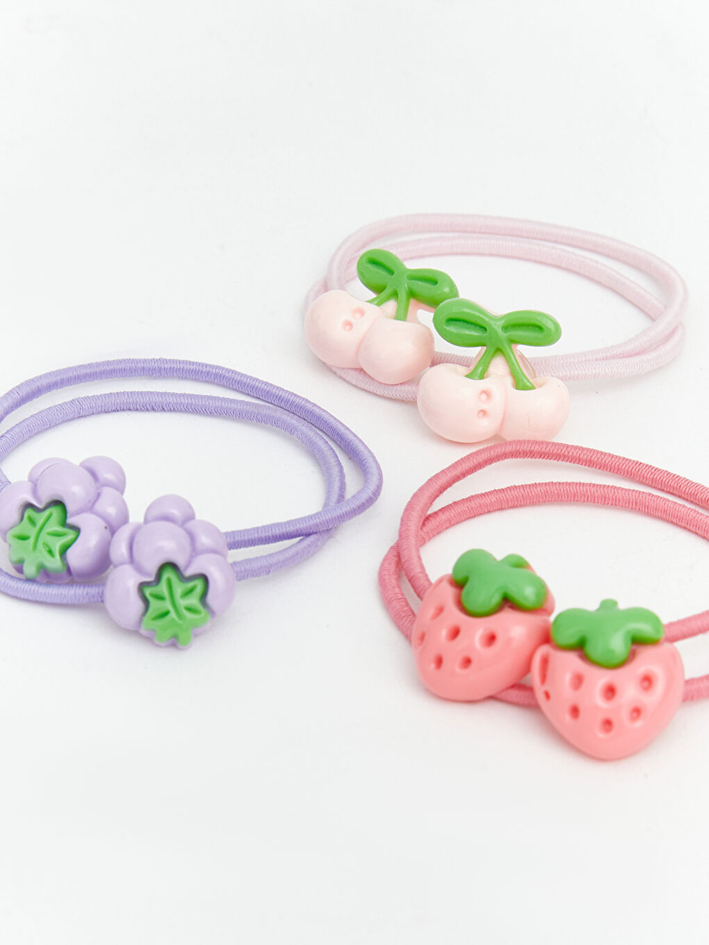 Karışık Meyve Figürlü Kız Çocuk Lastik Toka Seti 4'lü-2