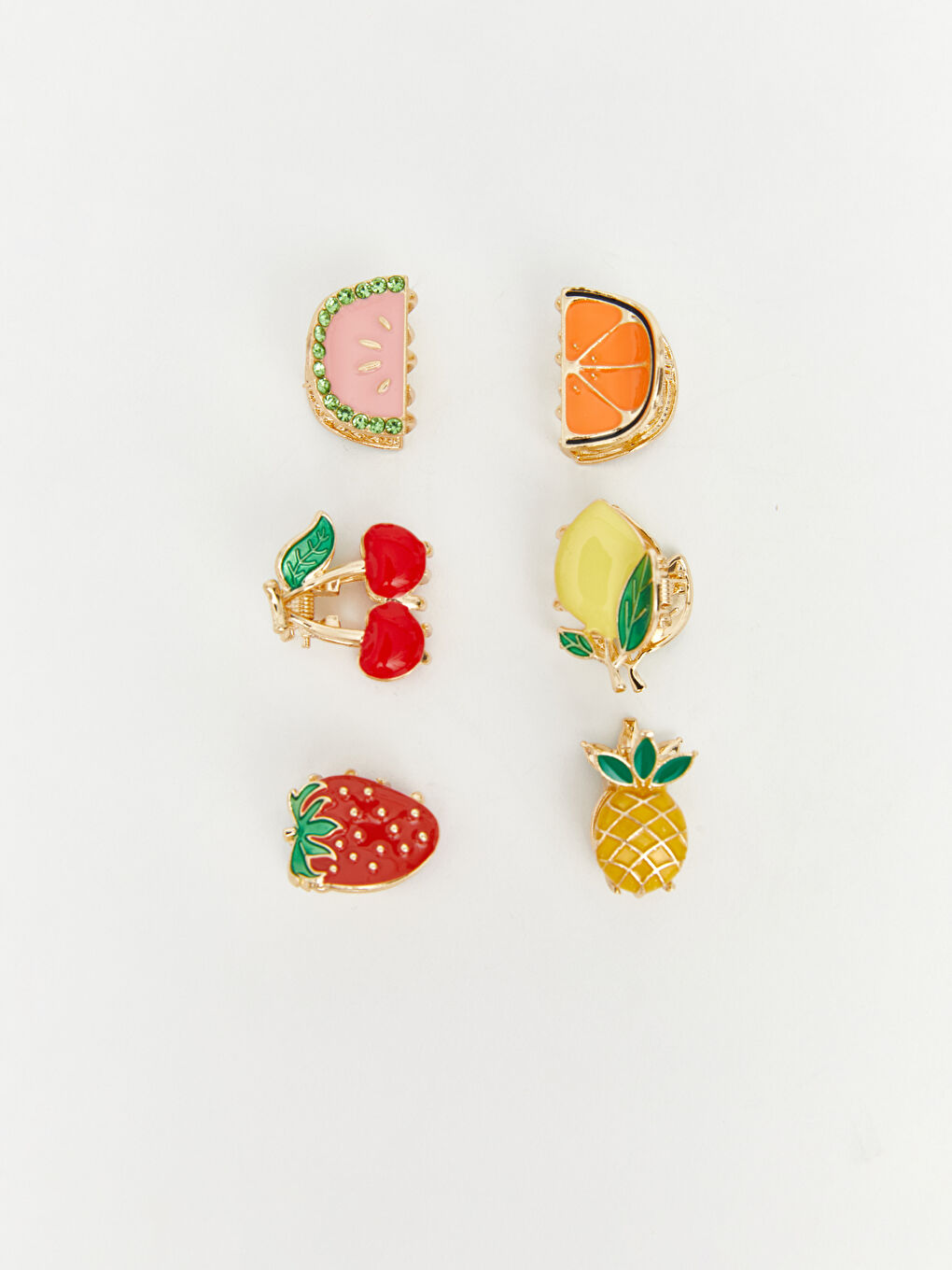 Karışık Meyve Figürlü Kadın Toka Seti 6'lı-1