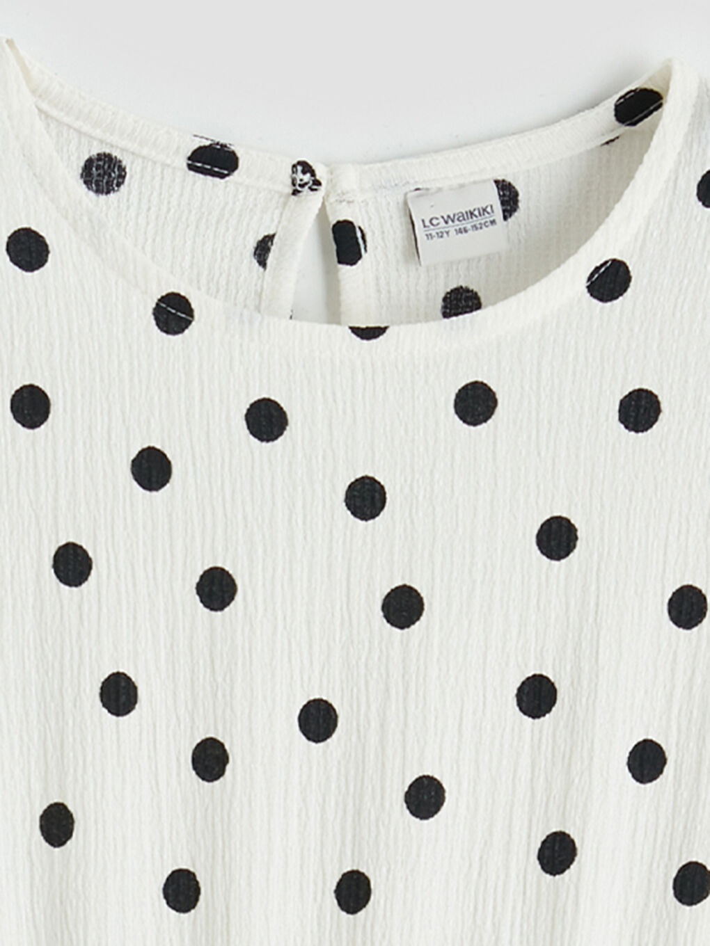 Ekru Bisiklet Yaka Puantiyeli Kız Çocuk Elbise-2