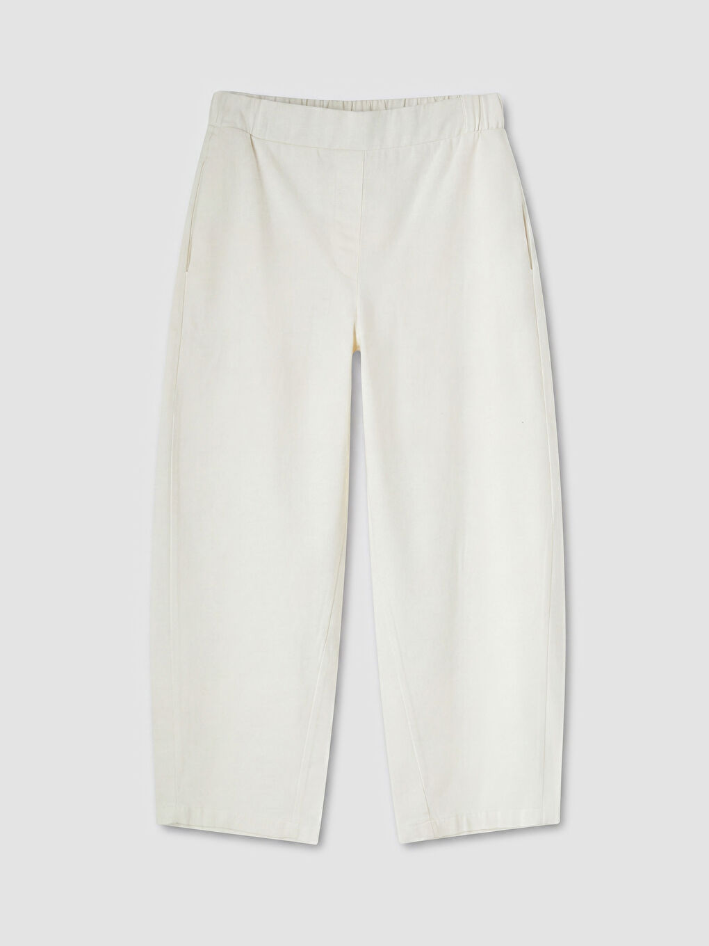 Ekru Beli Lastikli Kadın Gabardin Pantolon