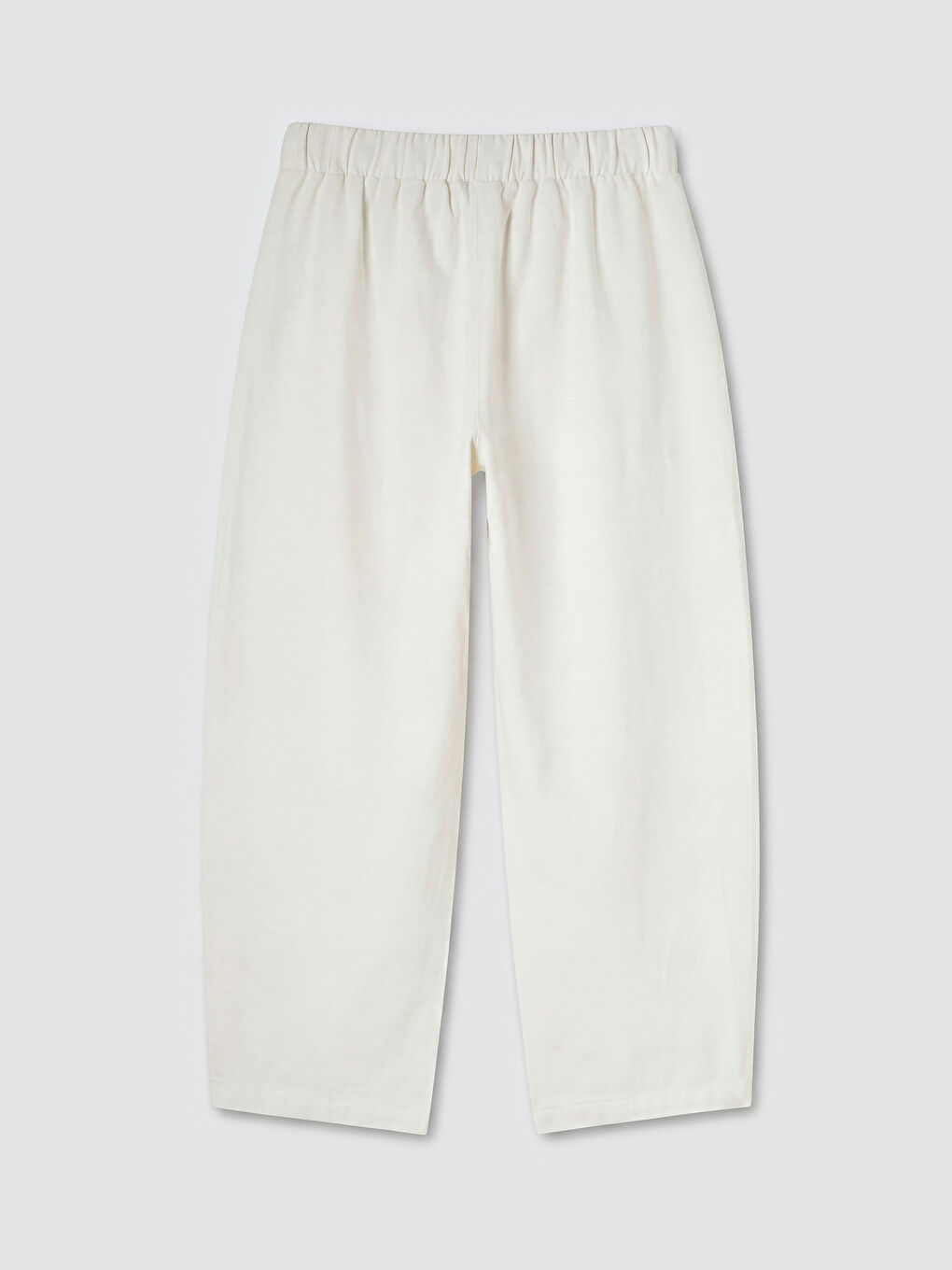 Ekru Beli Lastikli Kadın Gabardin Pantolon-1