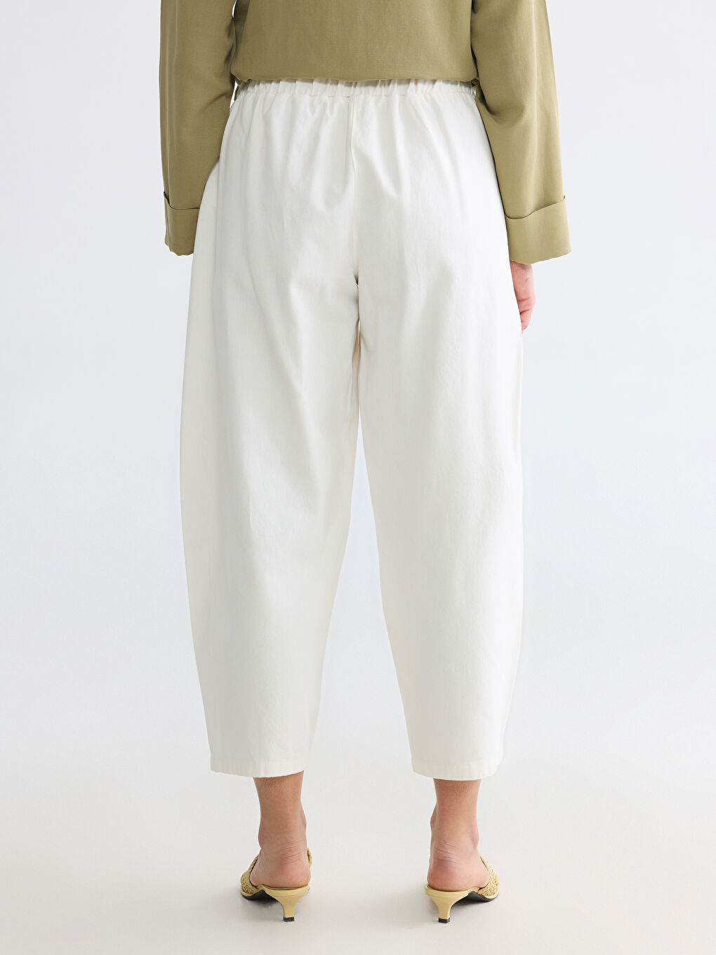 Elastic Waist Women's Gabardine Trousers-3