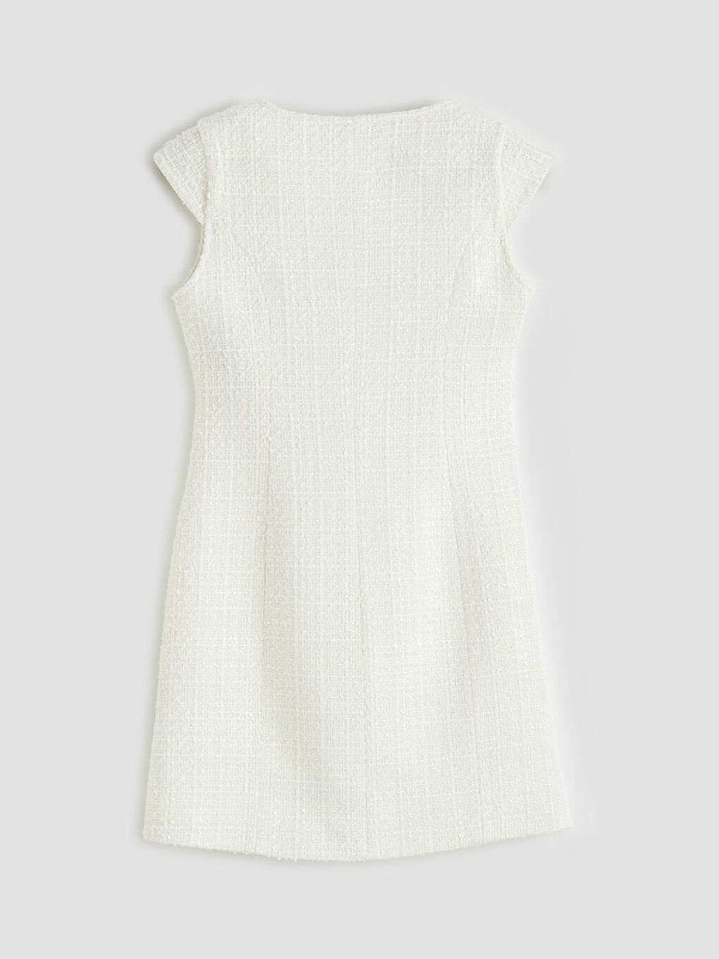 Beyaz Kare Yaka Tüvit Mini Elbise-1