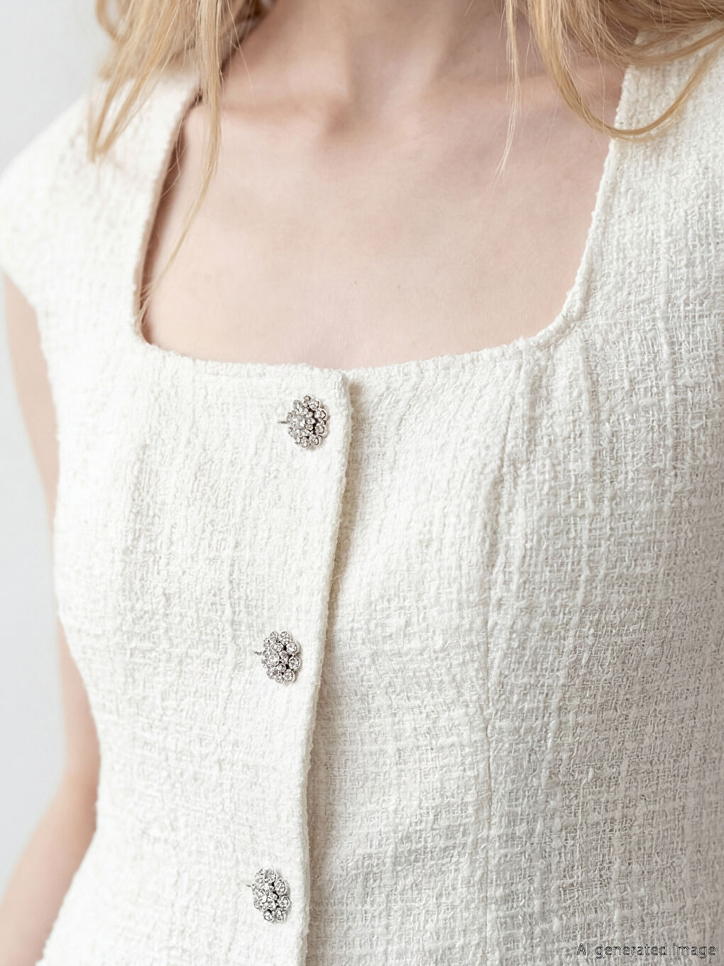 Haljina od tvida sa kvadratnom kragnom, mini dužine-1