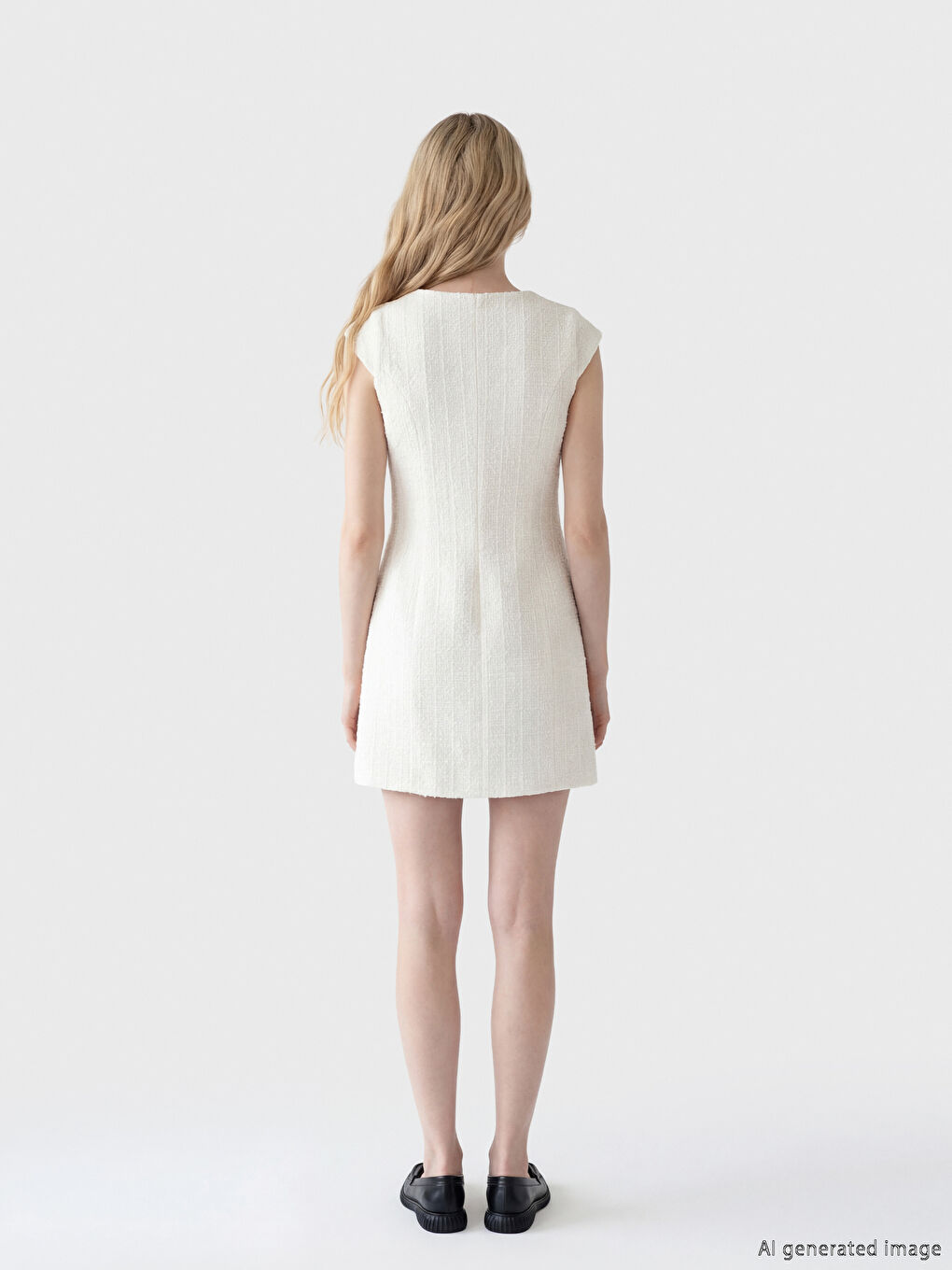 Haljina od tvida sa kvadratnom kragnom, mini dužine-2