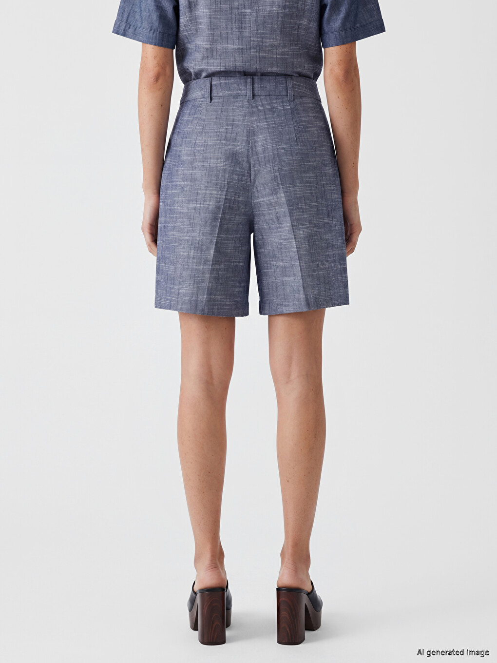 Pleated Linen Blend Women's Shorts-3