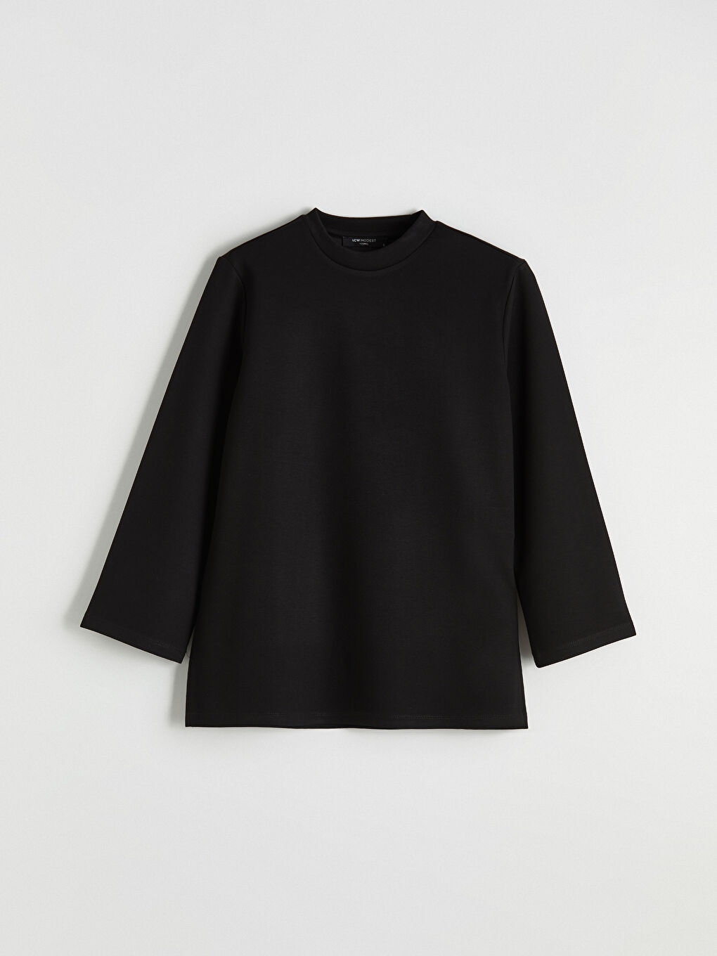 Siyah Bisiklet Yaka Soft Touch Kadın Sweatshirt Tunik-4