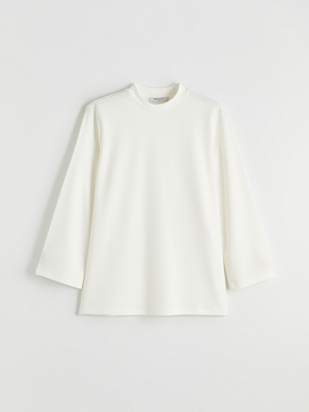 Ekru Bisiklet Yaka Soft Touch Kadın Sweatshirt Tunik