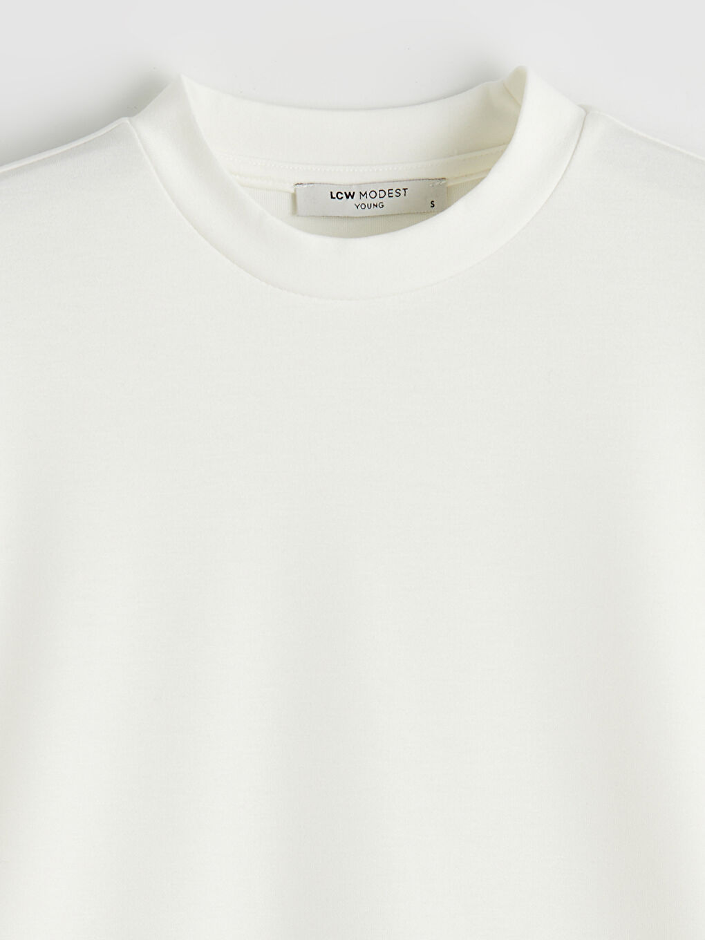 Ekru Bisiklet Yaka Soft Touch Kadın Sweatshirt Tunik-2