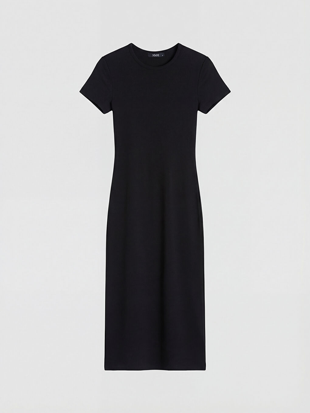 Siyah Bisiklet Yaka Bodycon Elbise