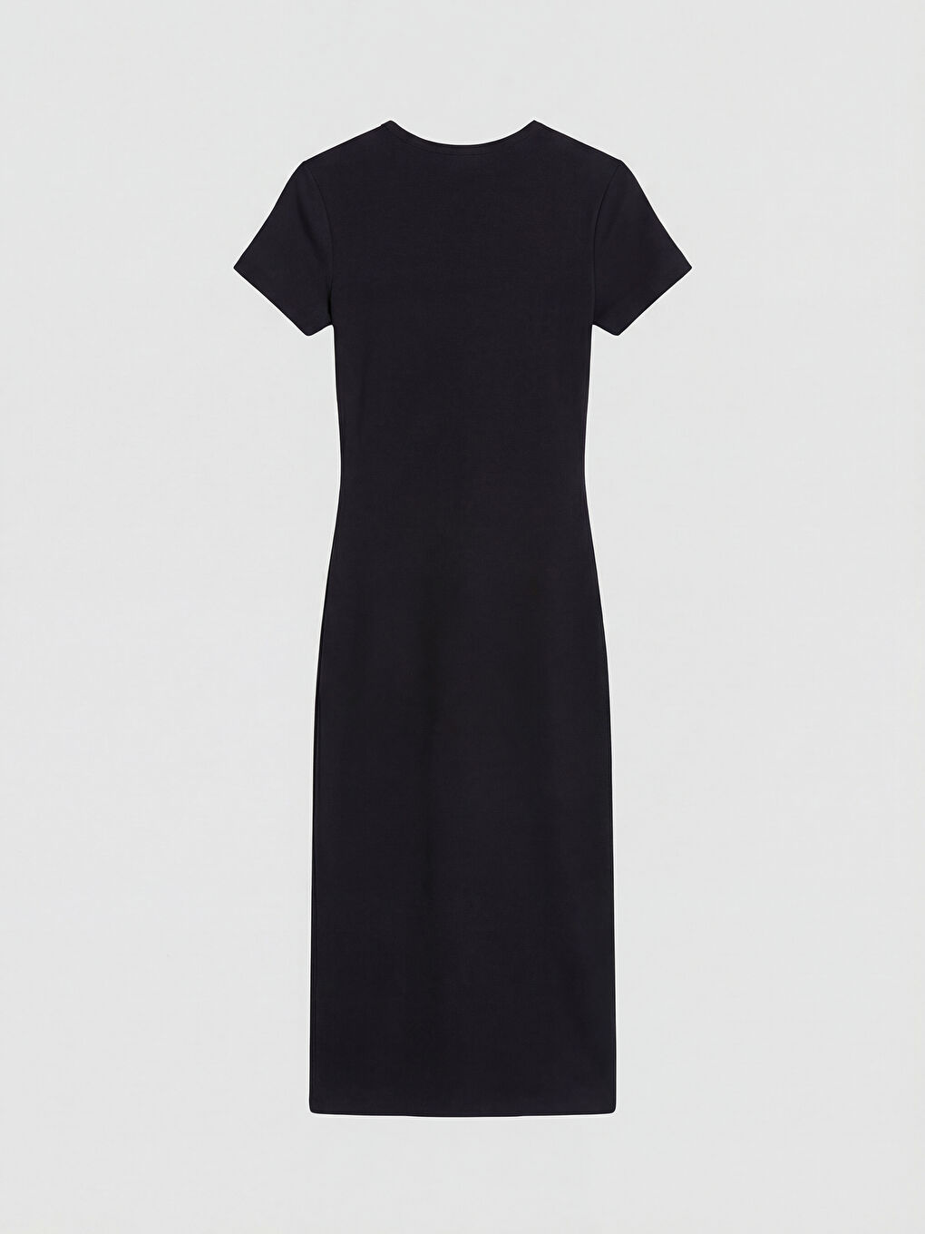 Siyah Bisiklet Yaka Bodycon Elbise-1