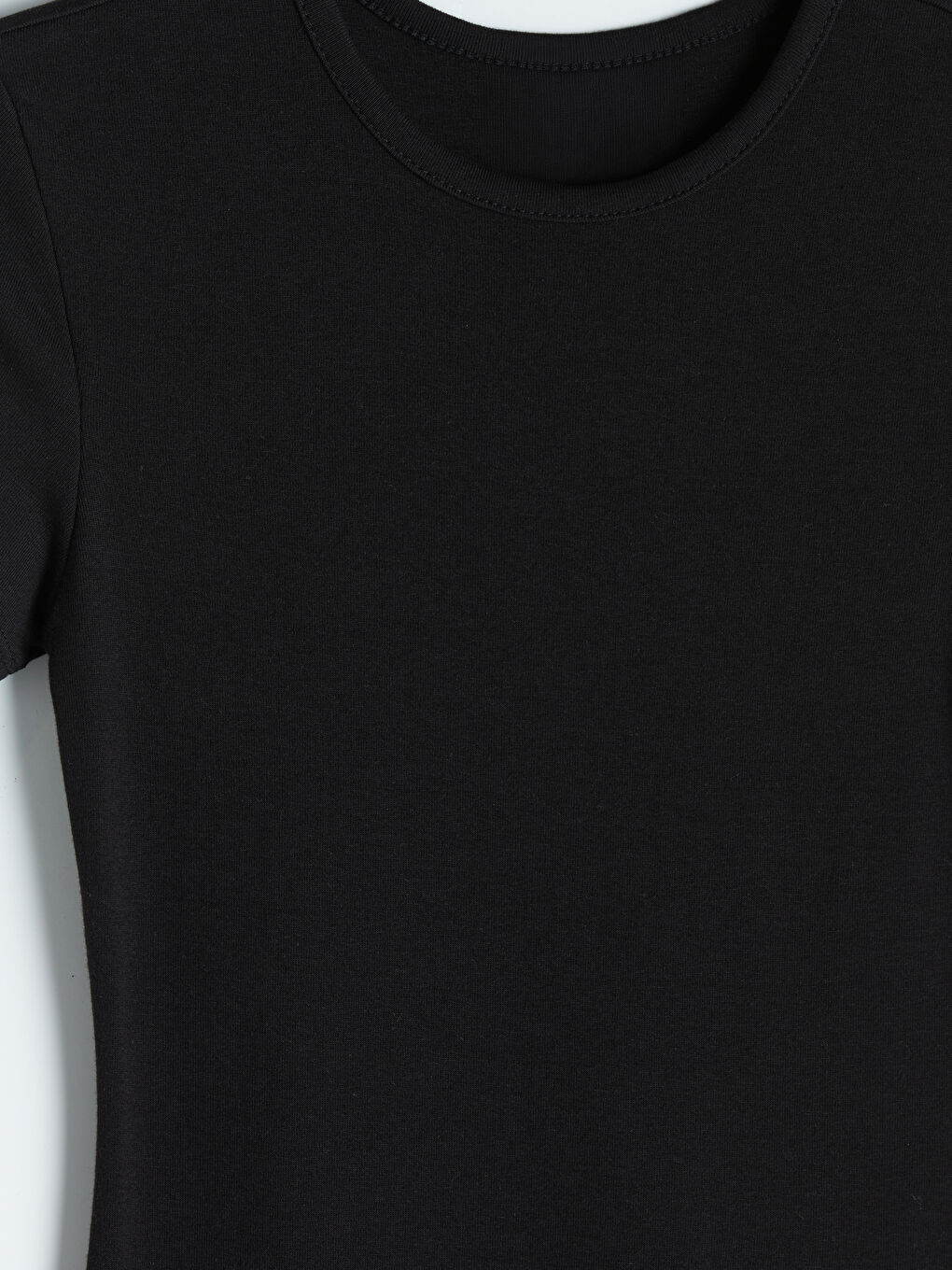 Siyah Bisiklet Yaka Bodycon Elbise-2