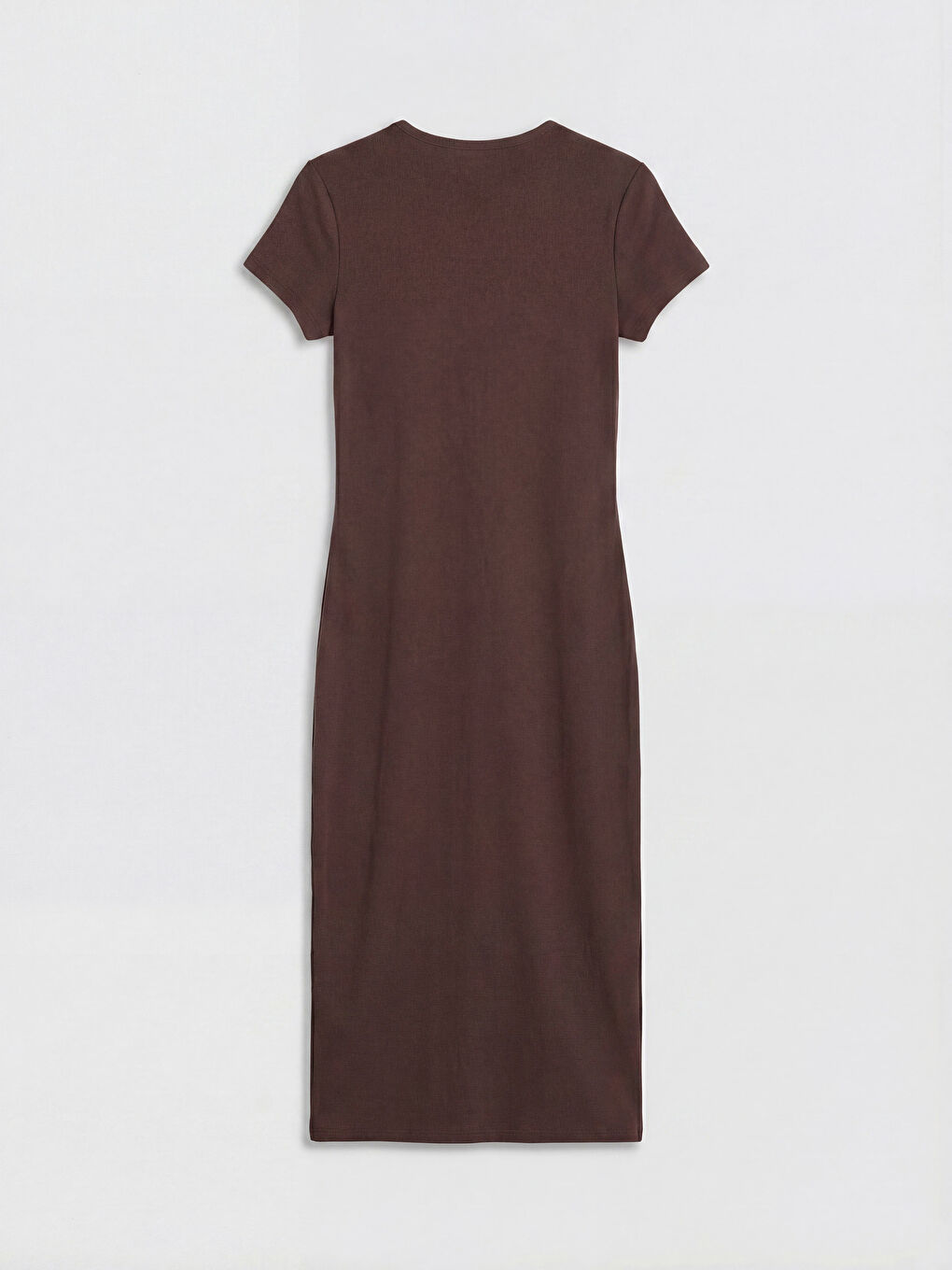 Kahverengi Bisiklet Yaka Bodycon Elbise-1