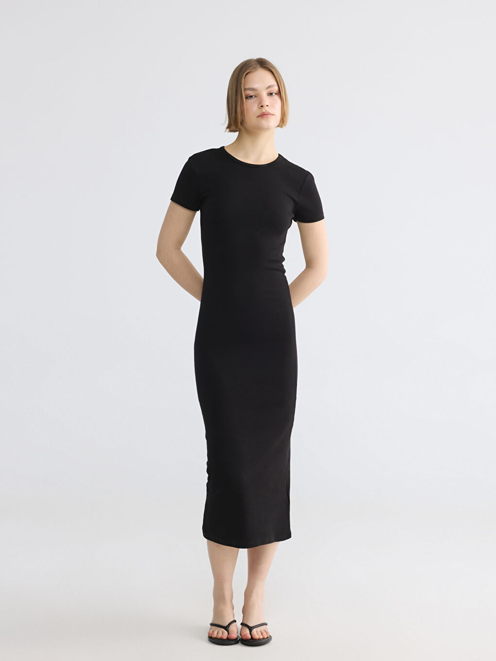 Crew Neck Bodycon Dress-1