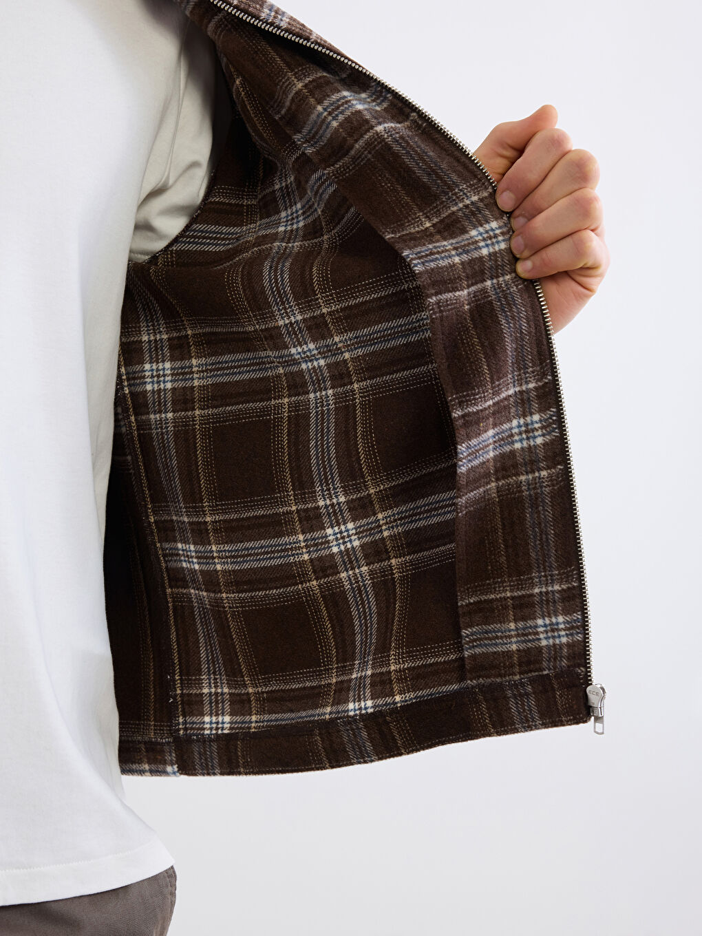 Kahverengi Rahat Kalıp Ekose Erkek Oduncu Gömlek Ceket-2