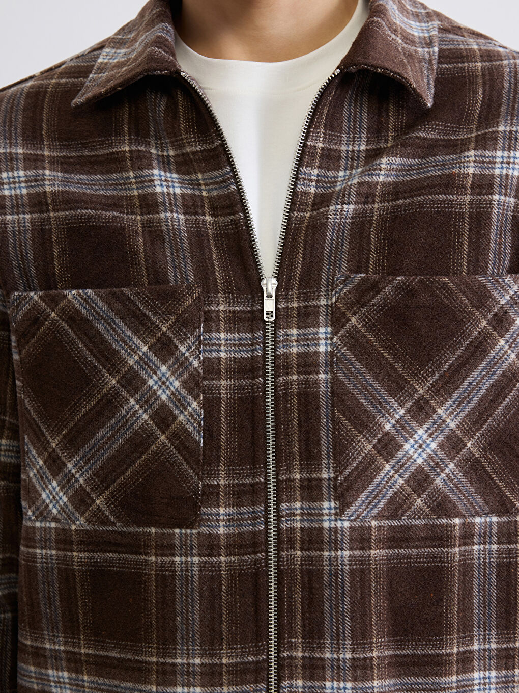 Kahverengi Rahat Kalıp Ekose Erkek Oduncu Gömlek Ceket-3