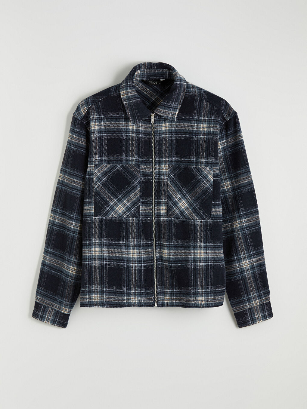 Lacivert Rahat Kalıp Ekose Erkek Oduncu Gömlek Ceket-7