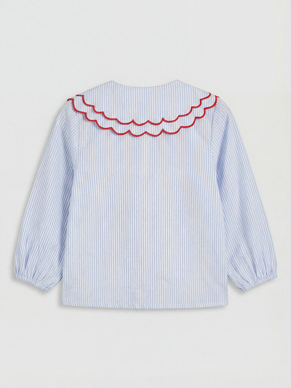 Mavi Bebe Yaka Çizgili Kız Çocuk Gömlek ve Şort Etek-2