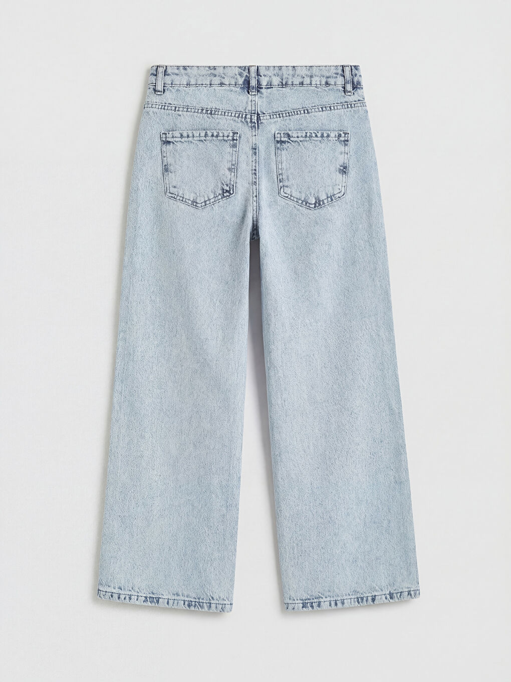 Mavi Wideleg Kelebek Taşlı Kız Çocuk Jean Pantolon-1