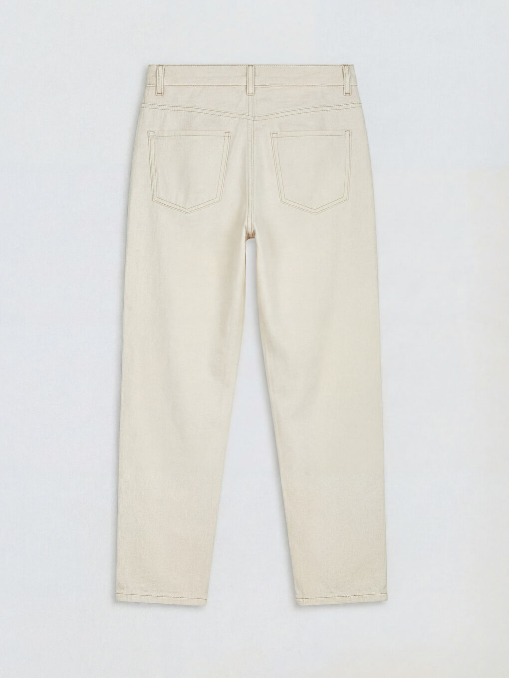 Ekru Straight Fit Kadın Jean Pantolon-1