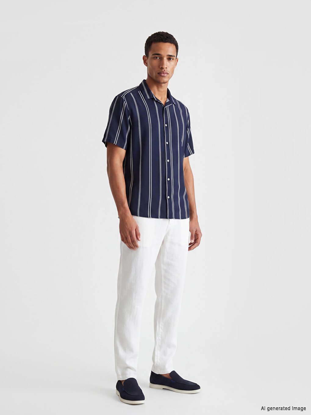 Chemise Homme À Rayures En Viscose Coupe Régulière-1