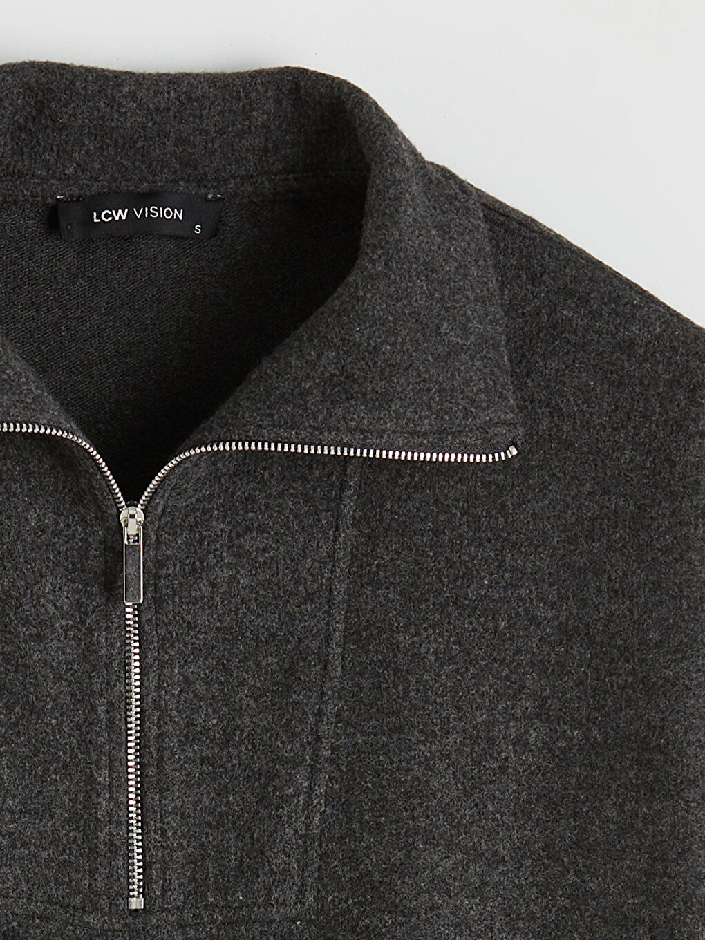 Antrasit Polo Yaka Kadın Triko Kazak-5