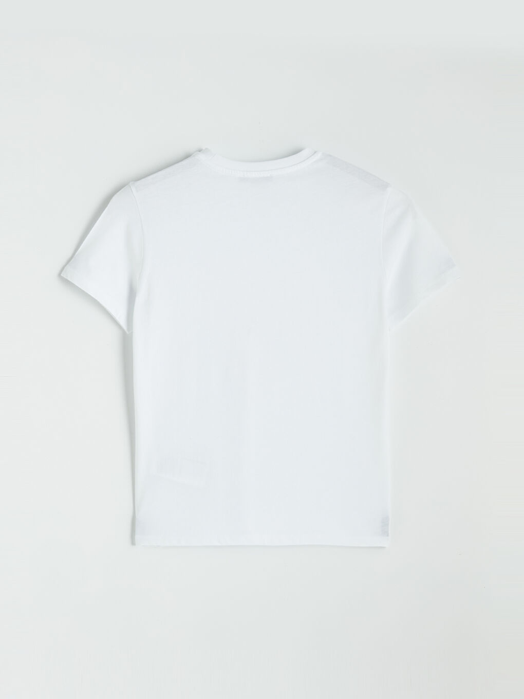 Beyaz Bisiklet Yaka Baskılı Kadın Tişört-2