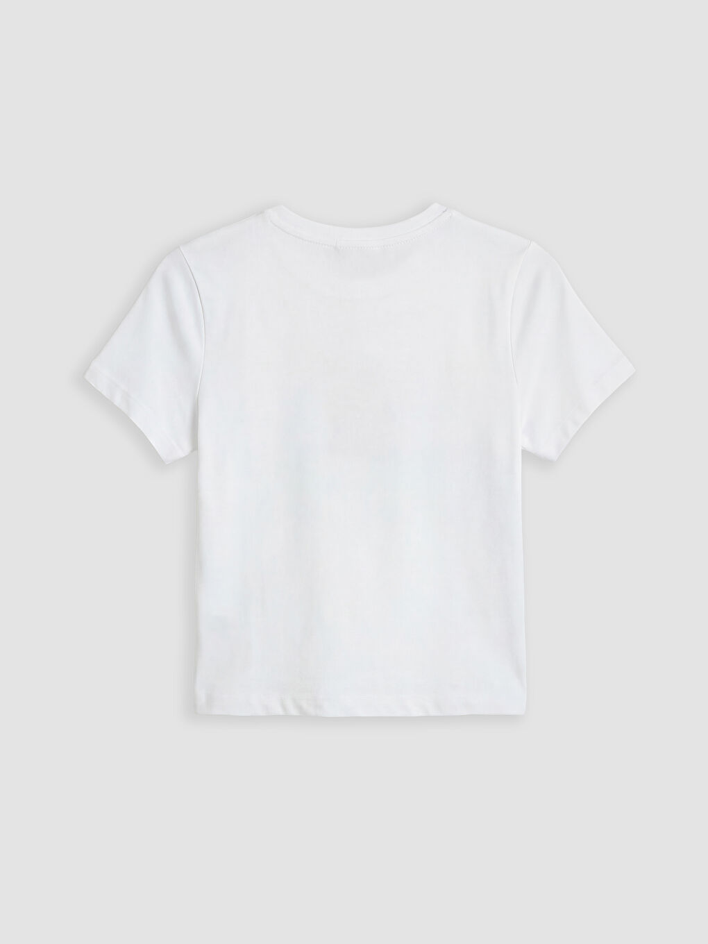 Beyaz Bisiklet Yaka Baskılı Kadın Tişört-1