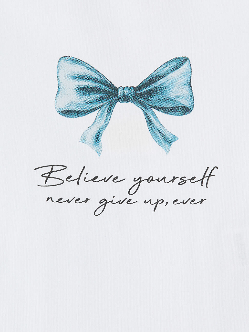 Beyaz Bisiklet Yaka Baskılı Kadın Tişört-2