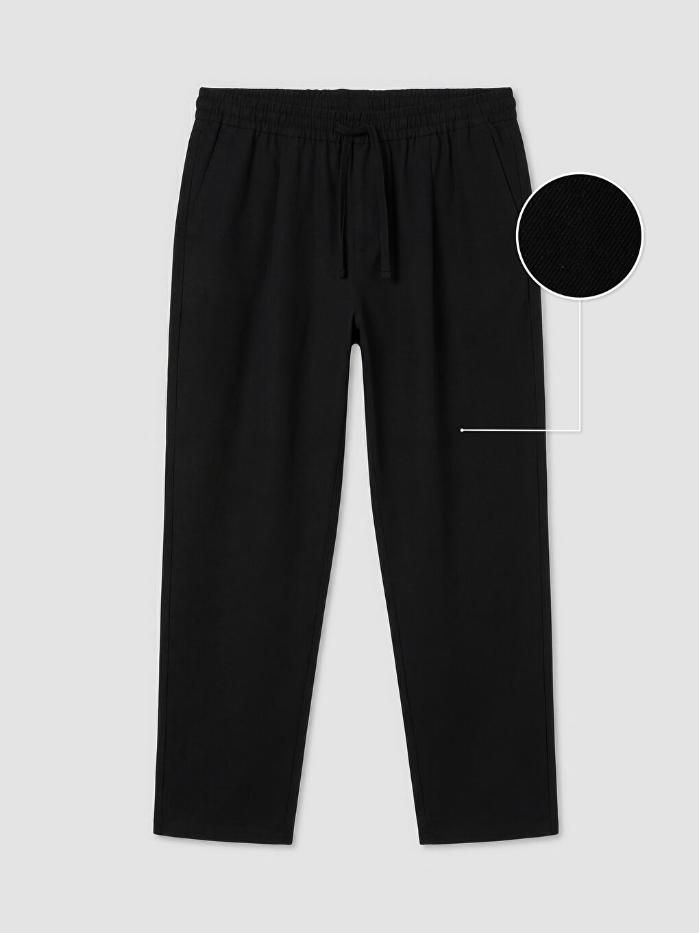 Siyah Beli Bağcıklı Standart Kalıp Erkek Pantolon