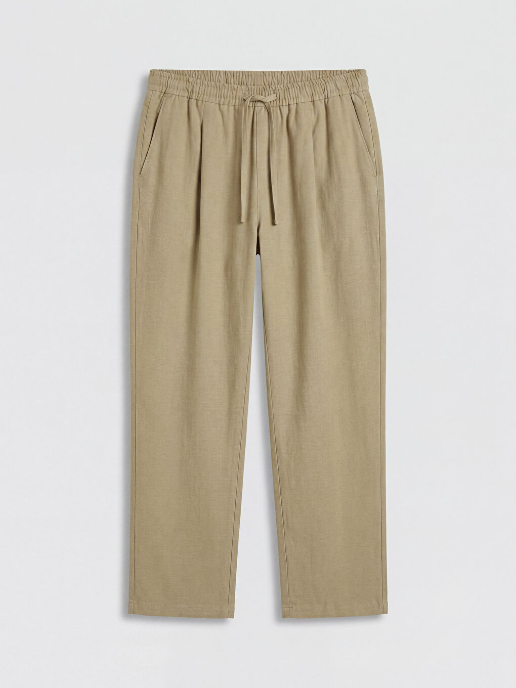 Bej Regular Fit Keten Görünümlü Erkek Pantolon