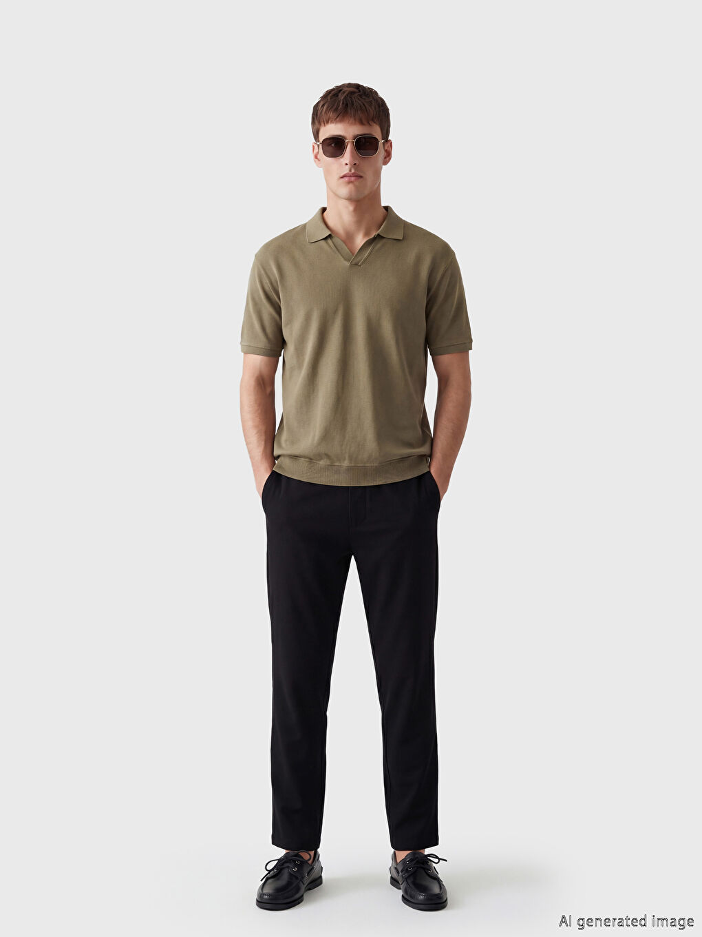 Siyah Regular Fit Keten Görünümlü Erkek Pantolon